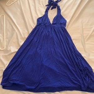 Royal blue hater dress with braided tie